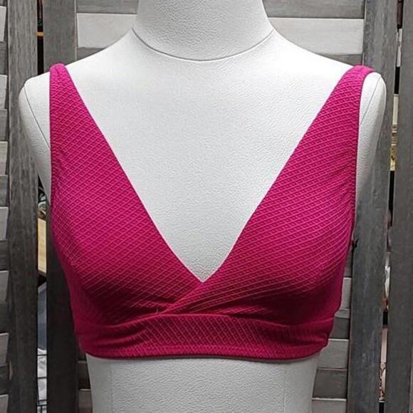 Textured Longline Wrap Front Triangle Bikini Top | Shade & Shore | Small - Picture 2 of 12